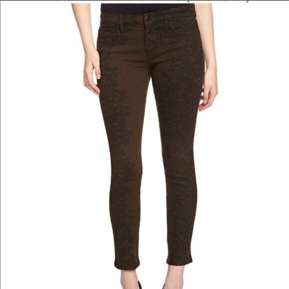 Joe’s Jeans Venetian Lace Print Olive Green Skinny Ankle Jeans Size 30